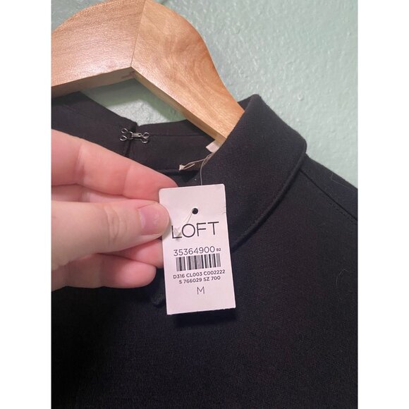 NWT Loft Women's Ponte Button Black and Gold Collared Pocket Shirt Dress Medium - Picture 9 of 11